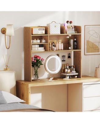 Desktop Storage Hutch Bookshelf with Multiple Open Shelves