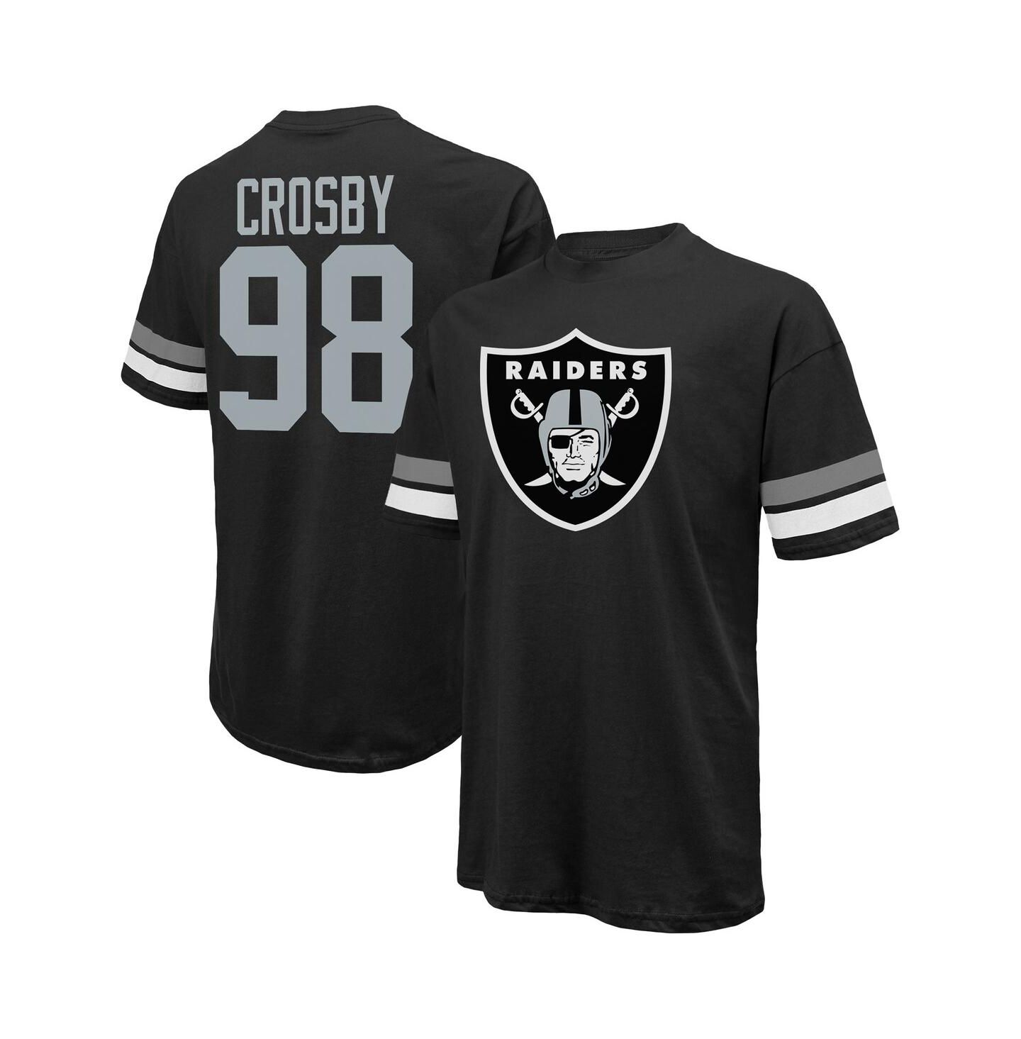 Мужская футболка Majestic Threads Maxx Crosby Black Las Vegas Raiders Name & Number Oversize Fit — фото 1
