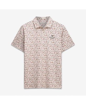 Men's Cream Kentucky Derby Roses Printed Polo Shirt