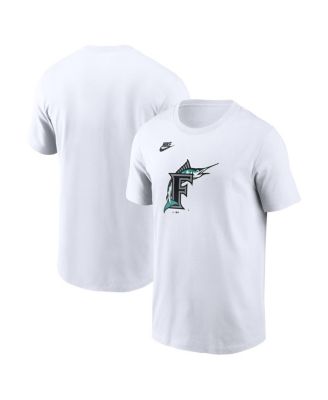 Men's White Florida Marlins Cooperstown Collection Logo T-Shirt