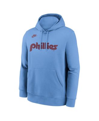 Men's Light Blue Philadelphia Phillies Cooperstown Collection Wordmark Club Hoodie