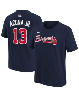 Big Boys and Girls Ronald Acu&ntilde;a Jr. Navy Atlanta Braves Name & Number T-Shirt