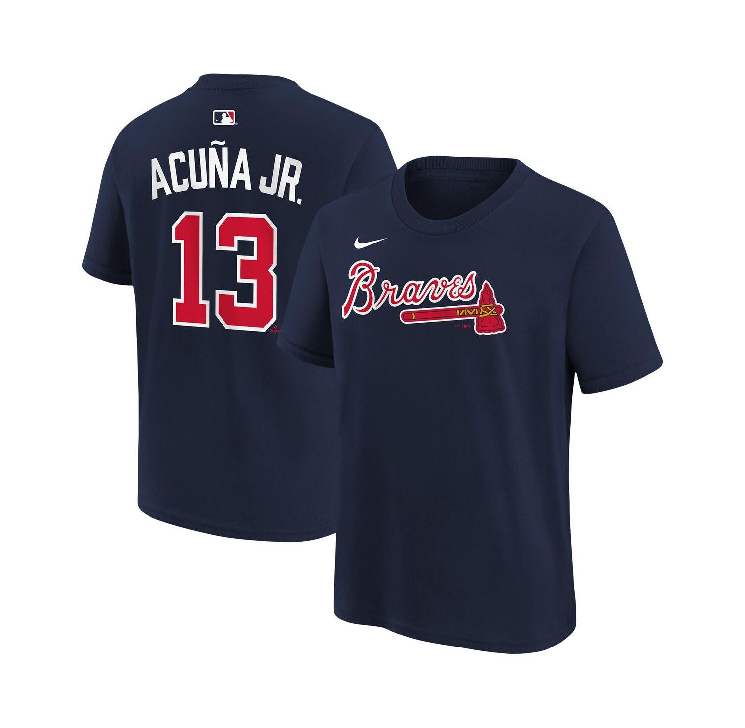 Big Boys and Girls Ronald Acu&ntilde;a Jr. Navy Atlanta Braves Name & Number T-Shirt