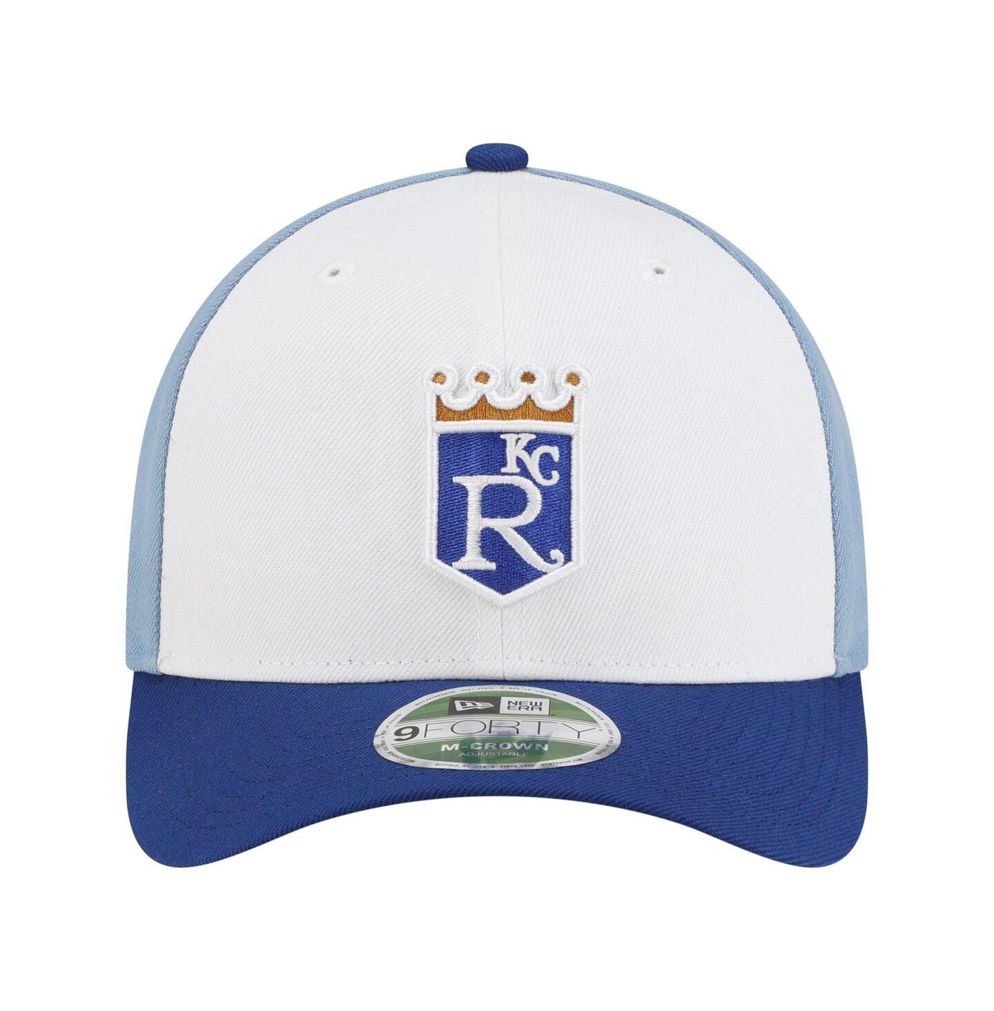 Мужская кепка New Era White/Light Blue Kansas City Royals Player Replica 9FORTY M-Crown Adjustable Hat — фото 4