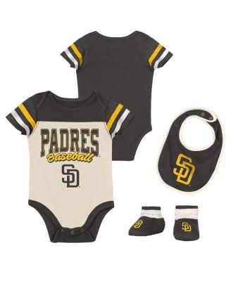 Baby Boys and Girls 3-Piece Brown San Diego Padres Up One Bodysuit, Bib and Booties Set