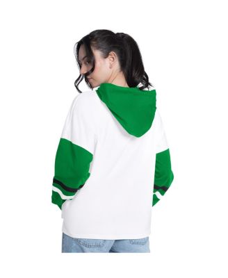 Women's White/Green Boston Celtics Key Player Oversized Hooded Long Sleeve T-Shirt