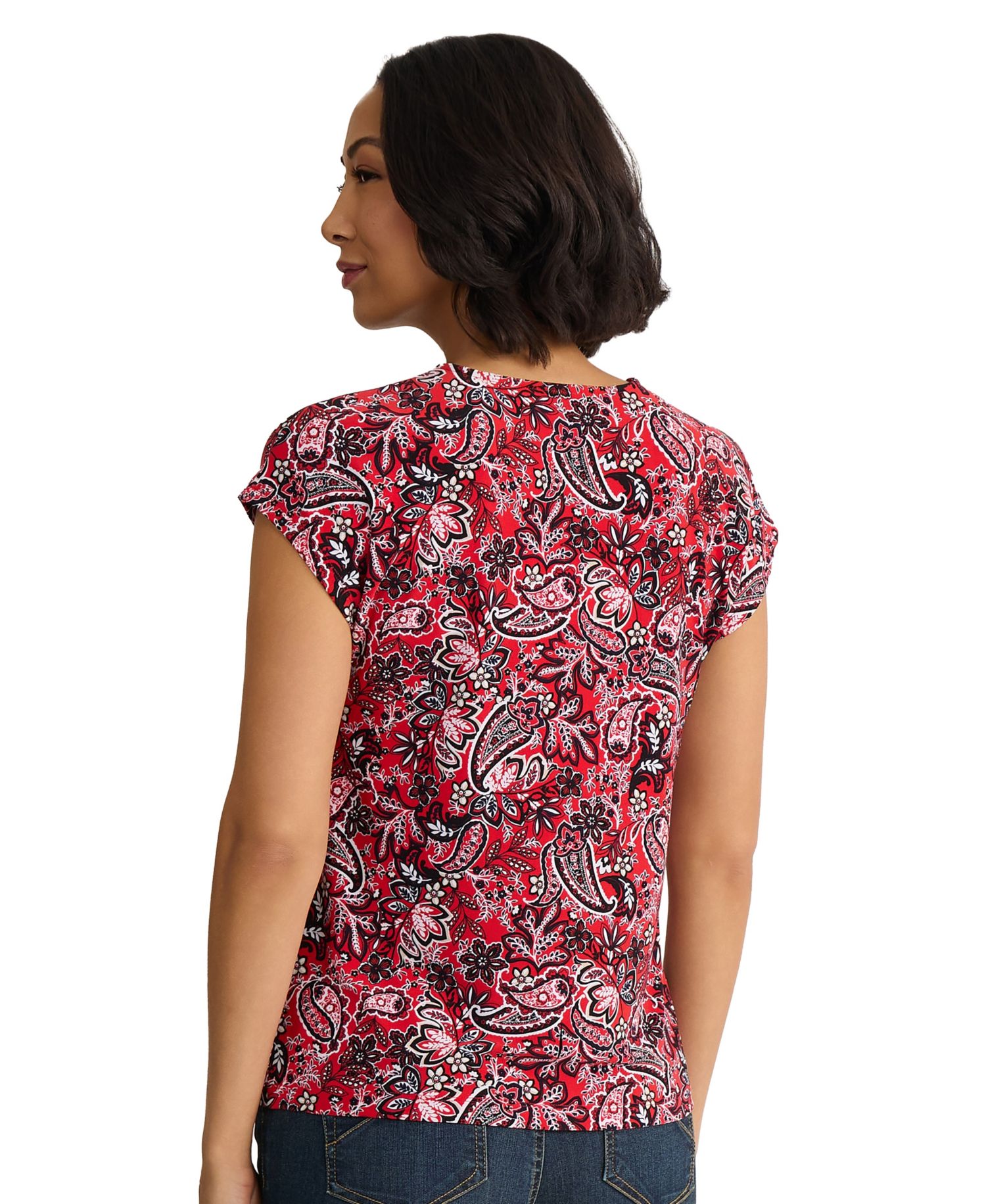 Petite Cap Sleeve Printed Top