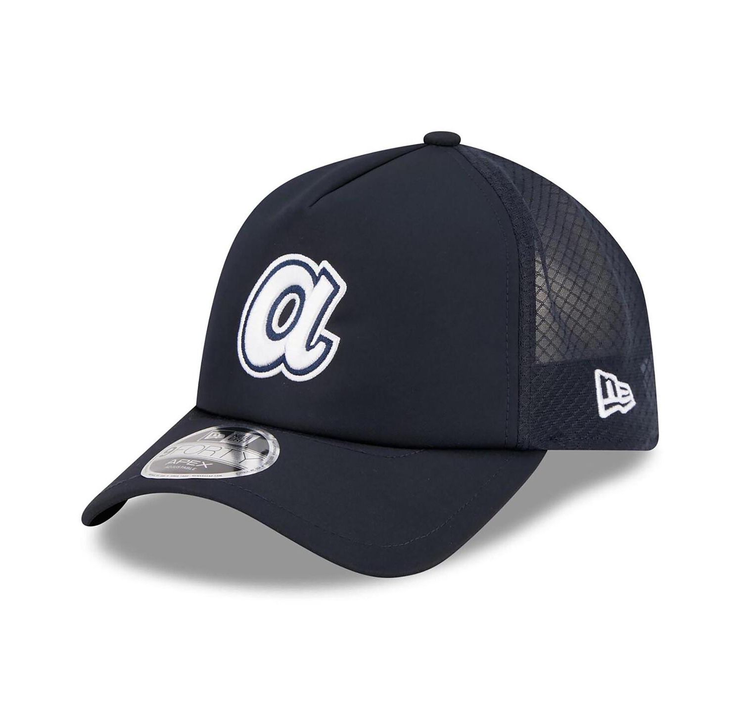 Men's Navy Atlanta Braves 2026 Batting Practice Alternate Apex 9FORTY Adjustable Hat