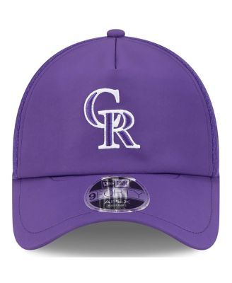 Men's Purple Colorado Rockies 2026 Batting Practice Apex 9FORTY Adjustable Trucker Hat