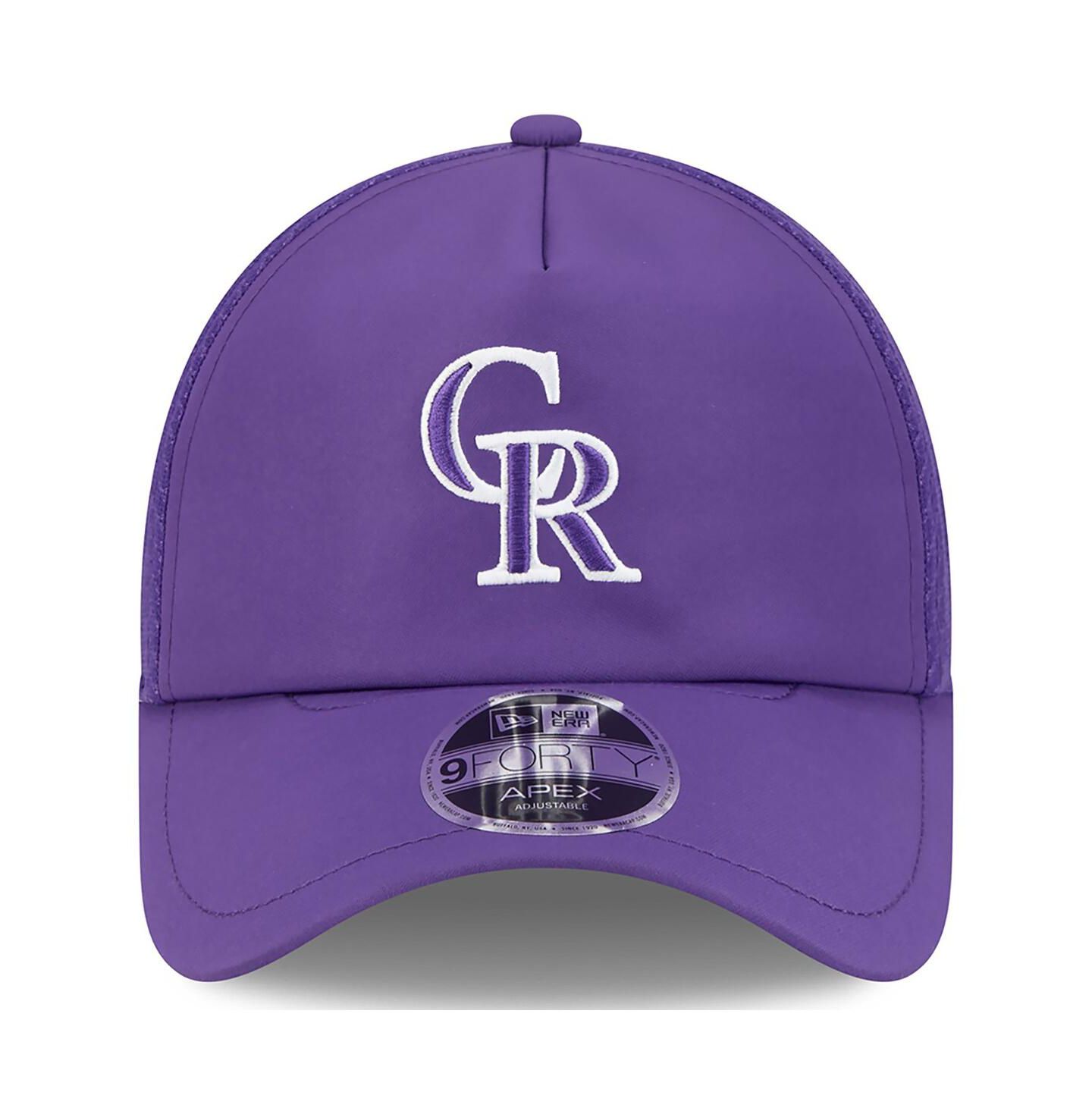 Мужская кепка New Era Purple Colorado Rockies 2026 Batting Practice Apex 9FORTY Adjustable Trucker Hat — фото 4
