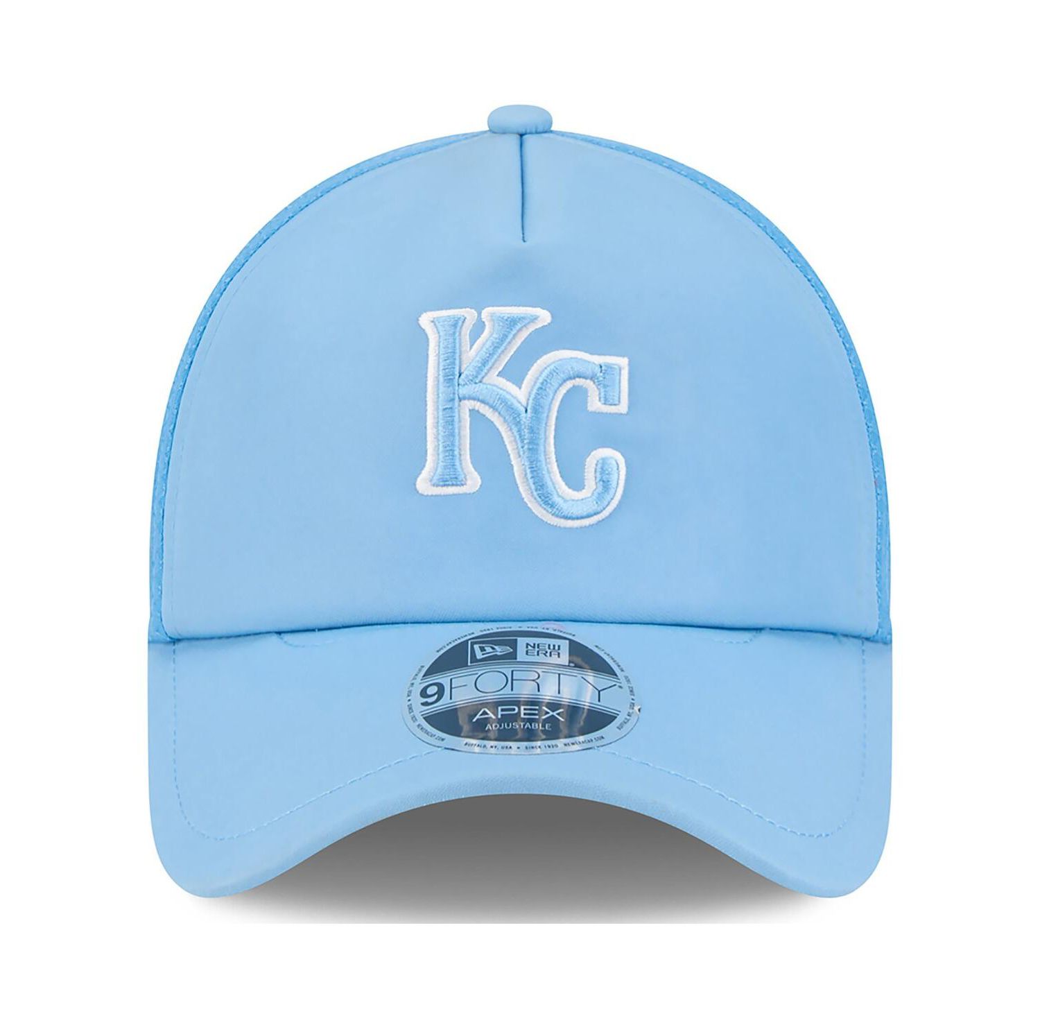 Men's Light Blue Kansas City Royals 2026 Batting Practice Apex 9FORTY Adjustable Trucker Hat