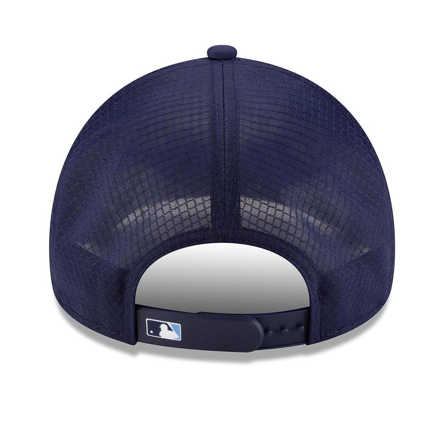 Men's Navy Tampa Bay Rays 2026 Batting Practice Apex 9FORTY Adjustable Trucker Hat
