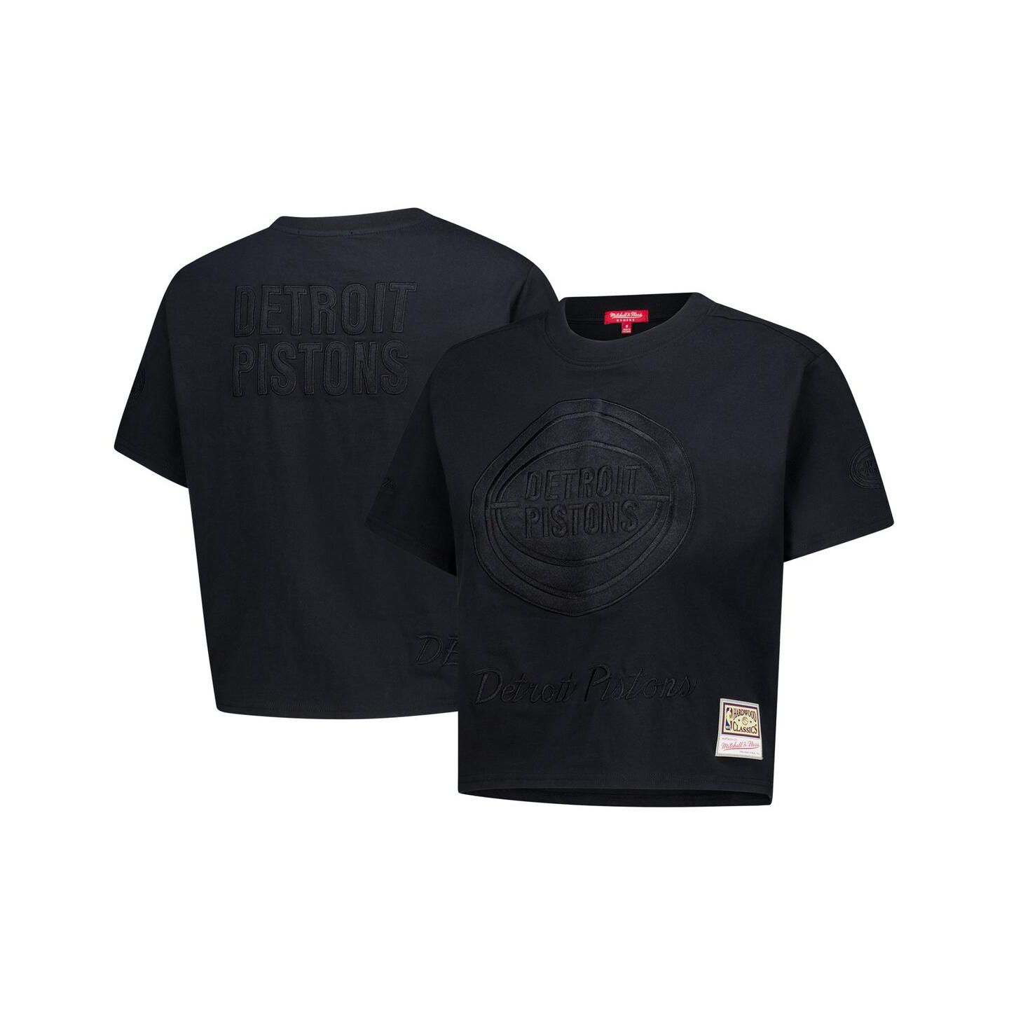 Женская футболка Mitchell & Ness Black Detroit Pistons Phantom Cropped — фото 1
