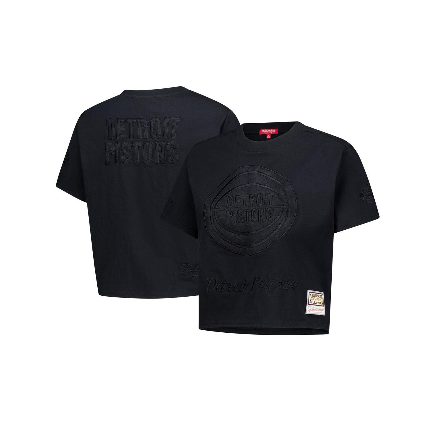 Women's Black Detroit Pistons Phantom Cropped T-Shirt