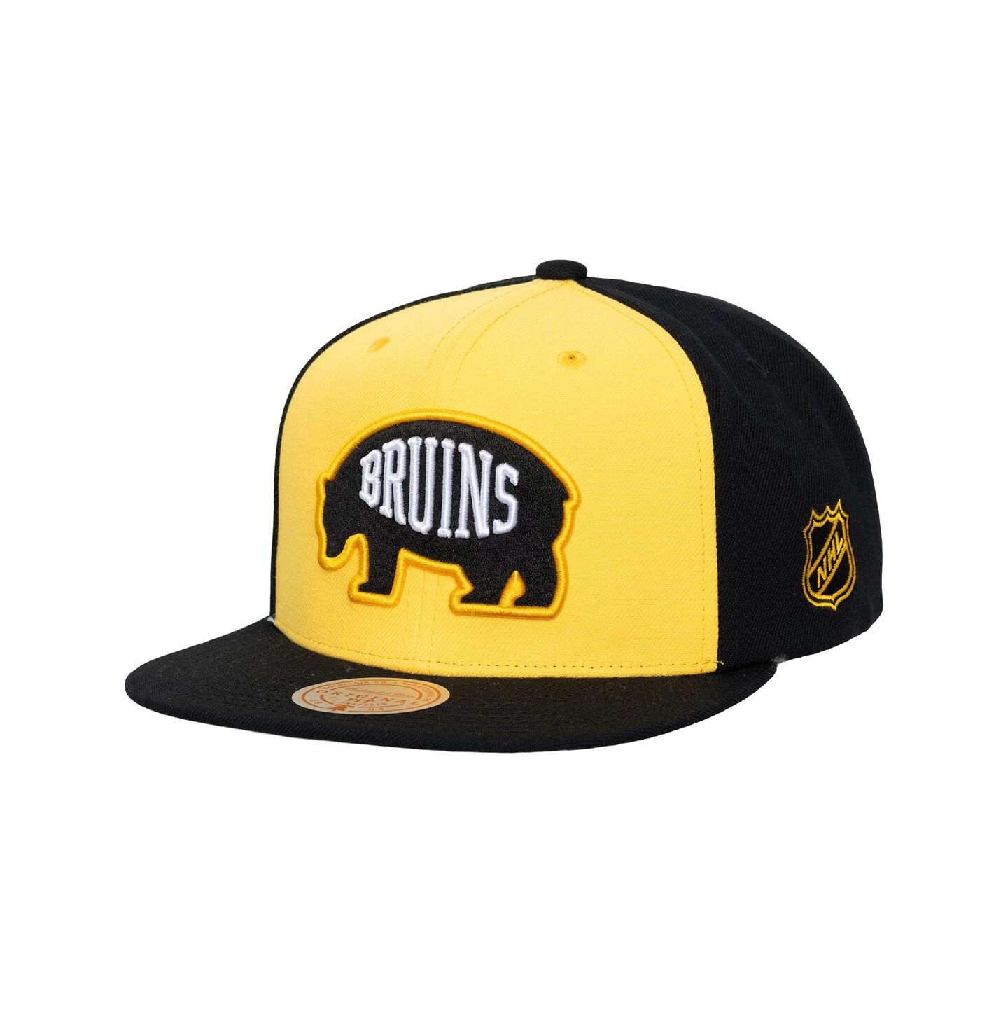 Мужская кепка Mitchell & Ness Gold Boston Bruins Legendary Away Snapback Hat — фото 1