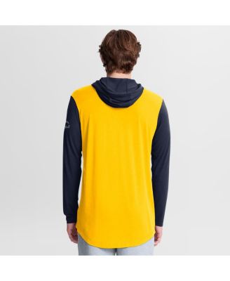 Men's Maize/Navy Michigan Wolverines Campus Legacy Tri-Blend Long Sleeve Hooded T-Shirt