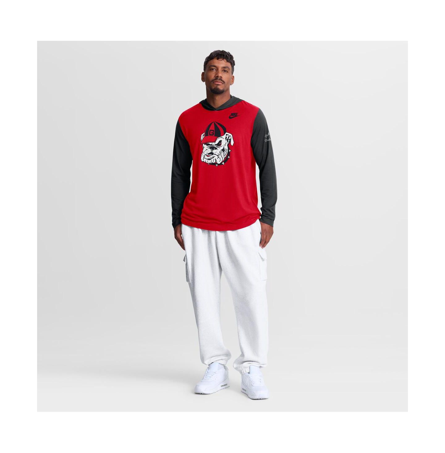 Мужская футболка Nike Red/Black Georgia Bulldogs Campus Legacy Tri-Blend Long Sleeve Hooded — фото 3