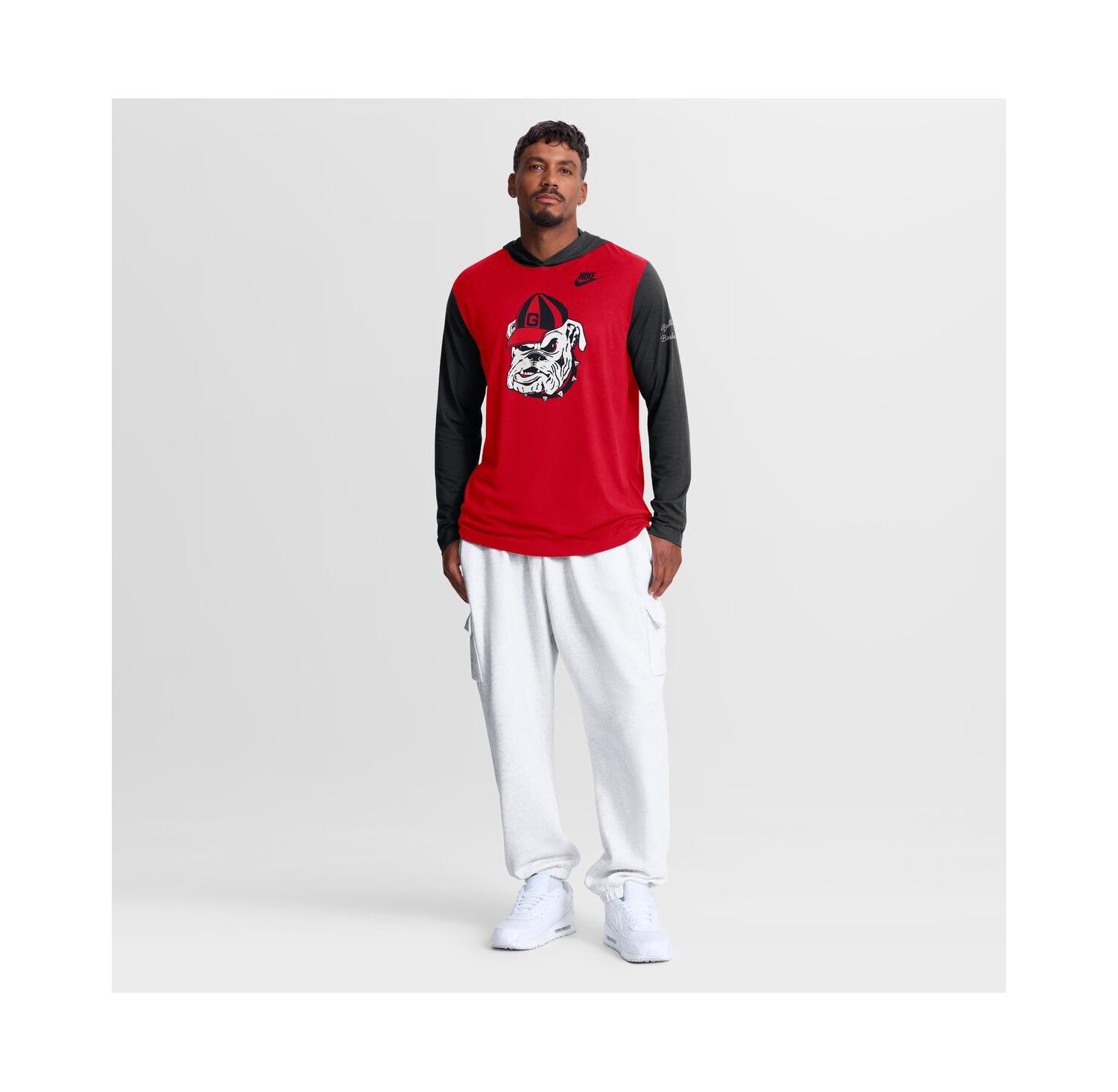 Men's Red/Black Georgia Bulldogs Campus Legacy Tri-Blend Long Sleeve Hooded T-Shirt