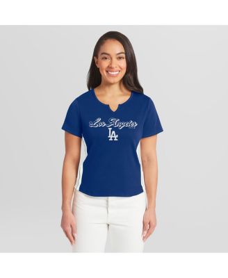 Women's Royal Los Angeles Dodgers Notch Neck Cropped T-Shirt