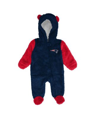 Baby Boys and Girls Navy New England Patriots Stay Napping Fleece Bunting Full-Zip Sleeper