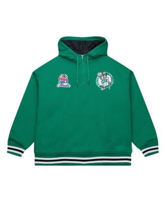 Men's Green Boston Celtics Throw It Back Quilted Fleece Quarter-Zip Hoodie