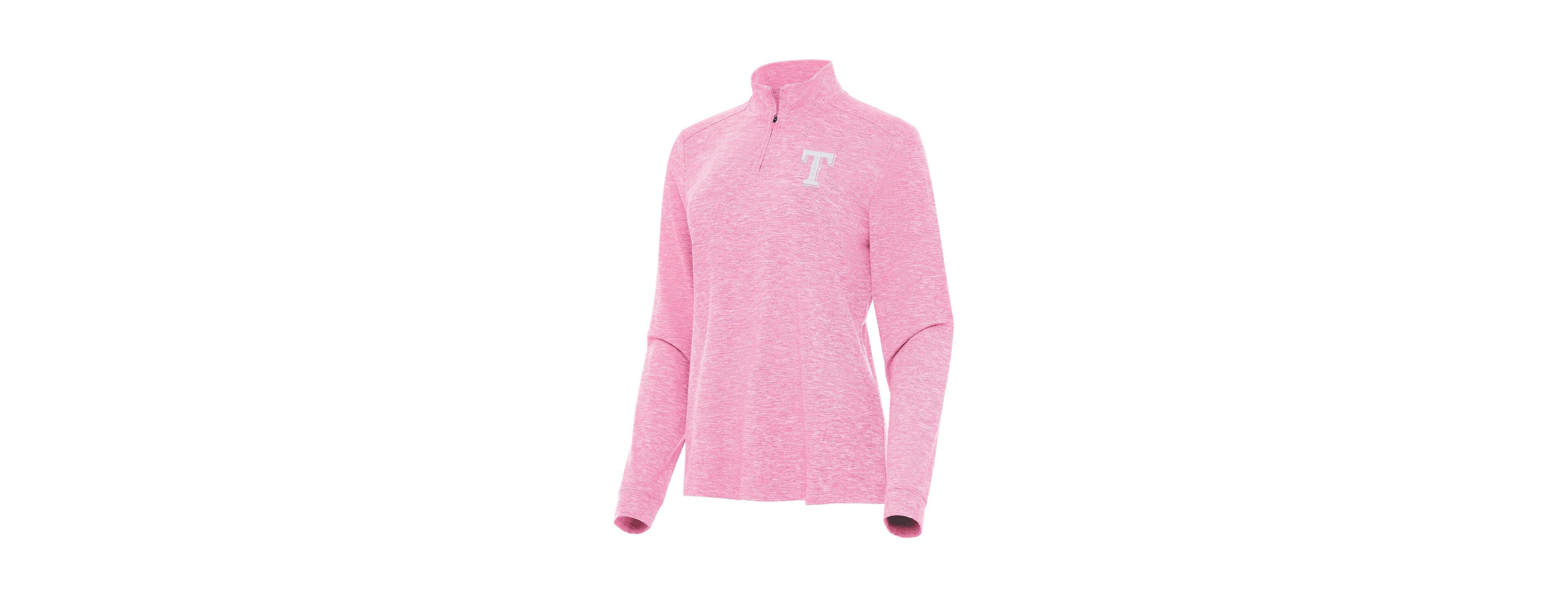 Antigua Women's Pink Texas Rangers Mentor Lightweight Mock Neck Quarter-Zip
