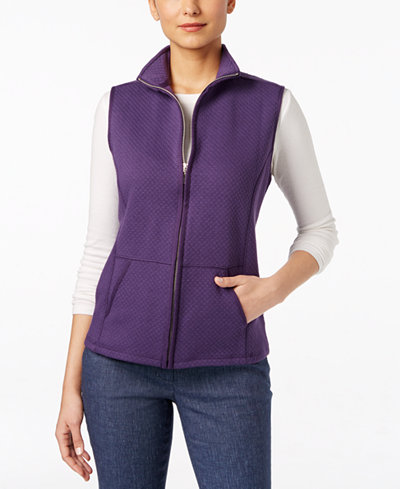 Karen Scott Quilted Zip-Front Vest, Only at Macy's