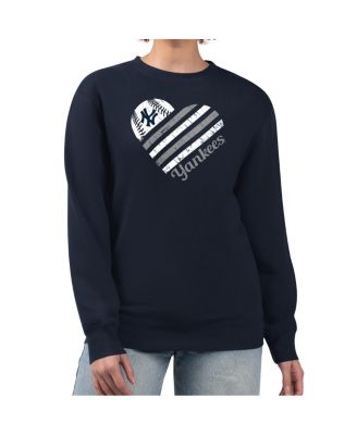 Women's Navy New York Yankees Heart Logo Fleece Pullover Sweatshirt