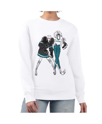 Women's White San Jose Sharks Hockey Girls Team Graphic Fleece Pullover Sweatshirt