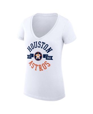 Women's White Houston Astros Super-Slim Fit Lightweight City Graphic V-Neck T-Shirt