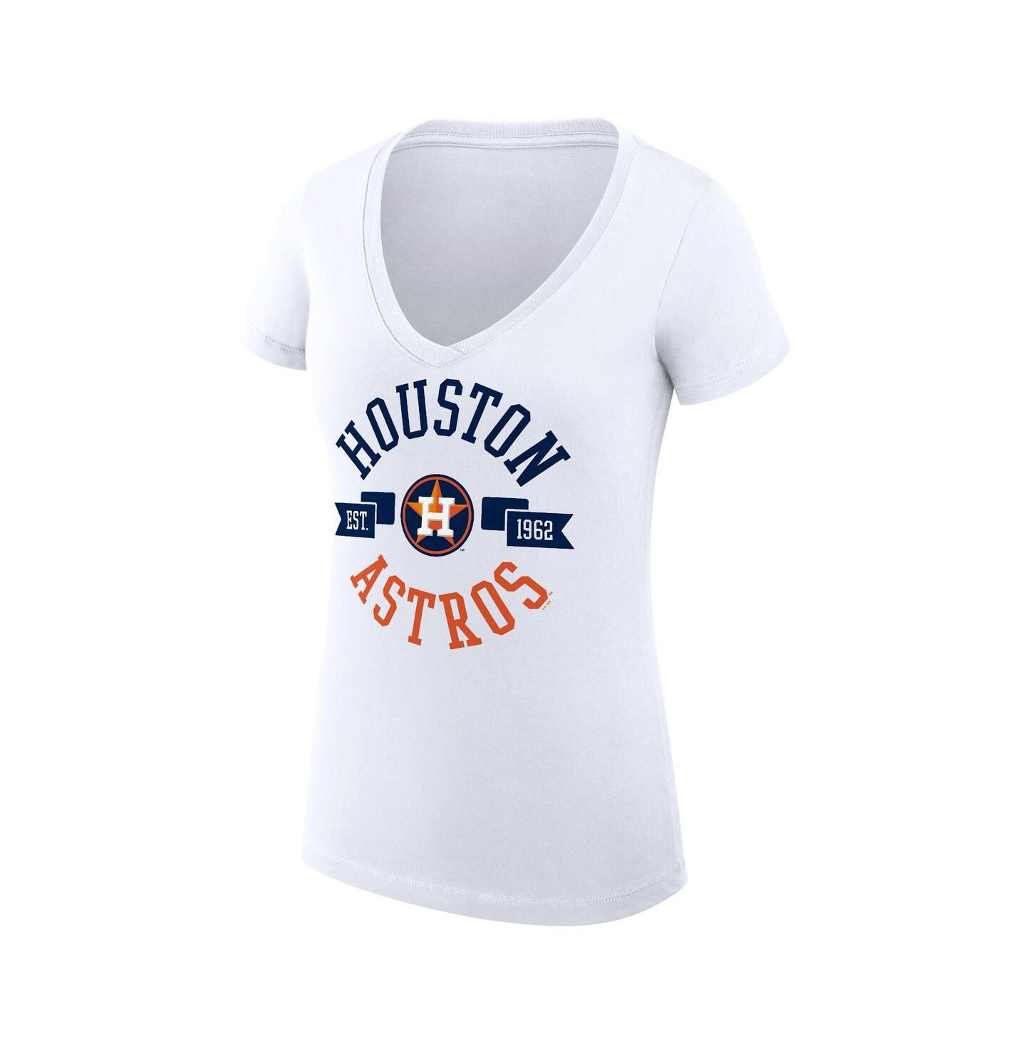 Женская футболка G-III 4Her by Carl Banks White Houston Astros Super-Slim Fit Lightweight City Graphic V-Neck — фото 3