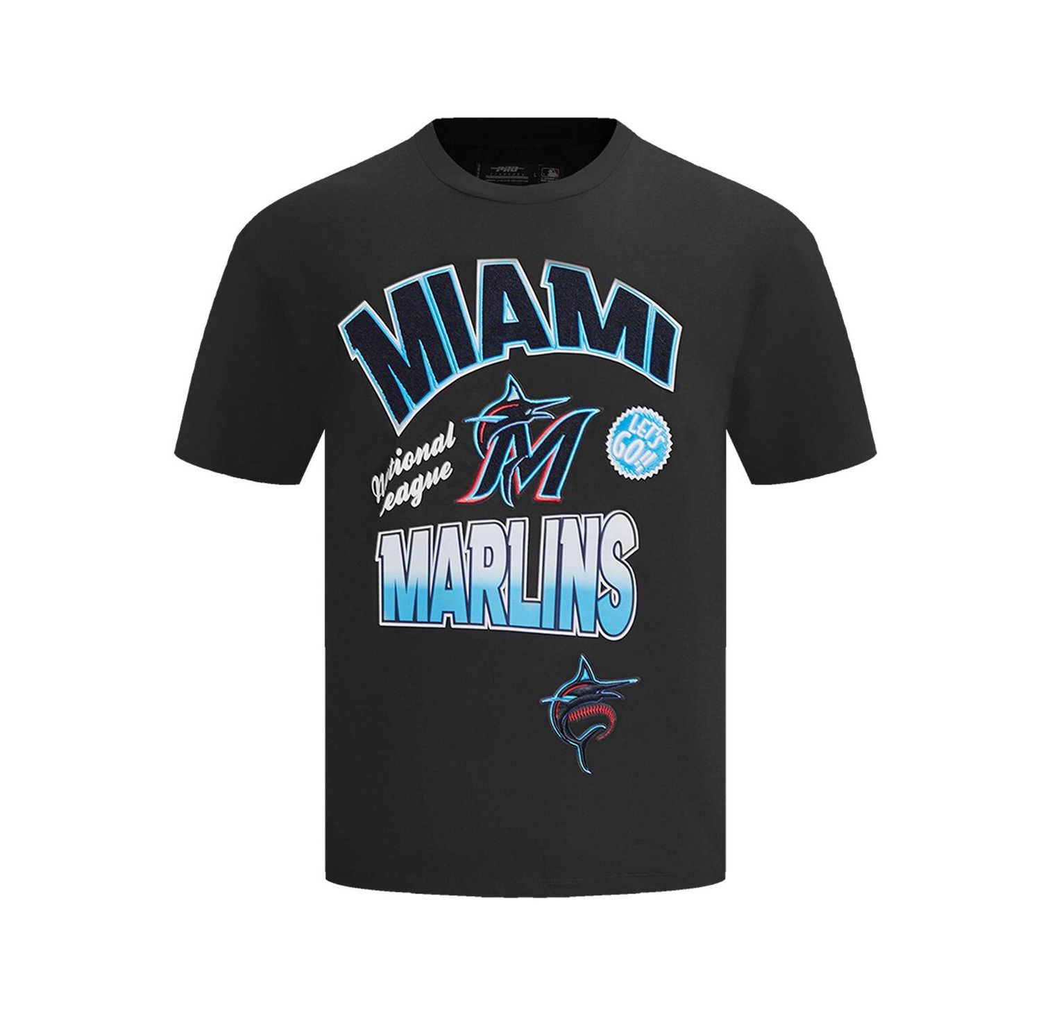 Men's Black Miami Marlins Turn It Up Dropped Shoulder T-Shirt