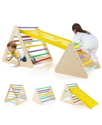 3 Piece Toddler Triangle Set Montessori with 2 Climbing Triangles and 1 Ramp