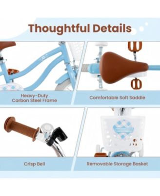 18 Inch Kids Bike with Adjustable Seat and Bell for Kids 3-8 Years Olds