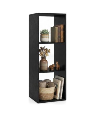 3-Cube Bookshelf with Back Guardrail for Living Room