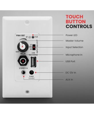 Bluetooth In-Wall Receiver with Speaker Control and USB Charging PWA15BT