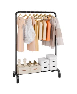 Clothes Rack - Heavy Duty Clothing Garment Rack with Hanging Rod and Bottom Storage Area for Bedroom, Guest Room