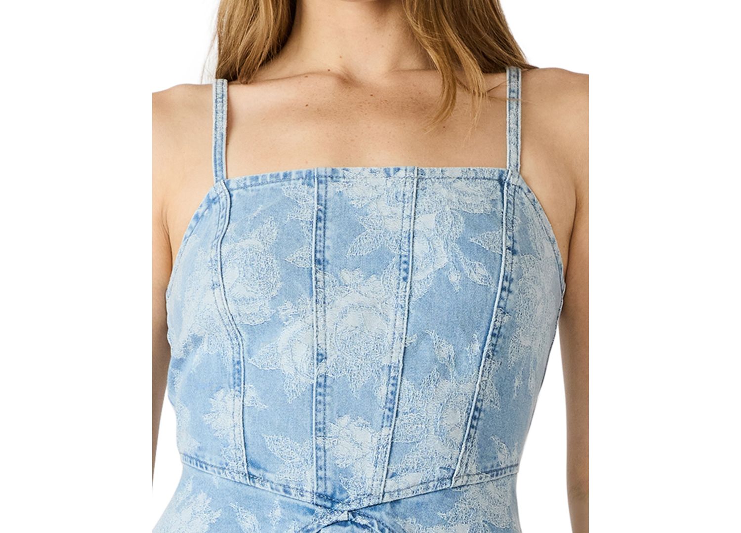 Denim Square Neck Mini Dress