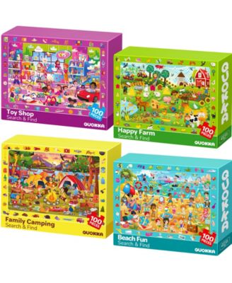 4x100 Pcs Jigsaw Puzzles Search and Find for Kids 4-6