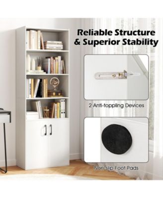 70 Inch Bookshelf 6-Tier with Storage Cabinet and Shelves