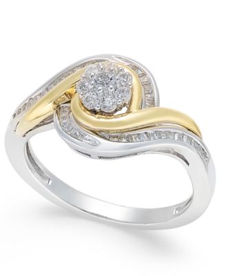 Promised Love - Diamond Cluster Two-Tone Swirl Ring (1/3 ct. t.w.) in Sterling Silver and 14k Gold