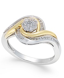 Diamond Cluster Two-Tone Swirl Ring (1/3 ct. t.w.) in Sterling Silver and 14k Gold