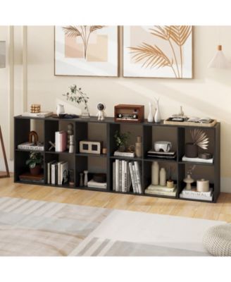 6-Cube Bookcase with Guardrail for Living Room & Bedroom