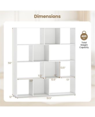 4-Tier Open Shelf Bookcase with 12 Storage Compartments