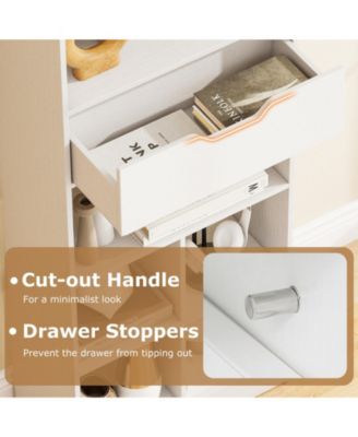 71 Inch Bookcase with Drawer and 10 Storage Compartments