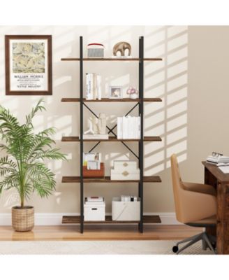 62" Tall Vintage Industrial Bookcase with 5 Open Shelves