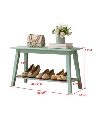 Wood Entryway Bench with Storage Shelf