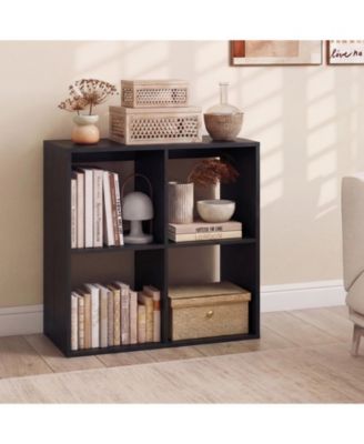 4-Cube Bookcase with Guardrail for Bedroom or Living Room