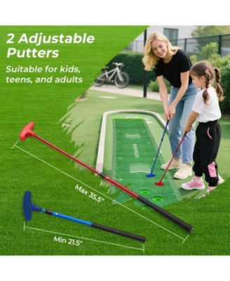 11 FT Putting Green Mat with 2 Adjustable Putters and 6 Balls