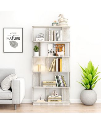 5-Tier Bookcase - Modern Open Storage Bookshelf, Wood Display Shelving for Living Room, Home Office, Bedroom